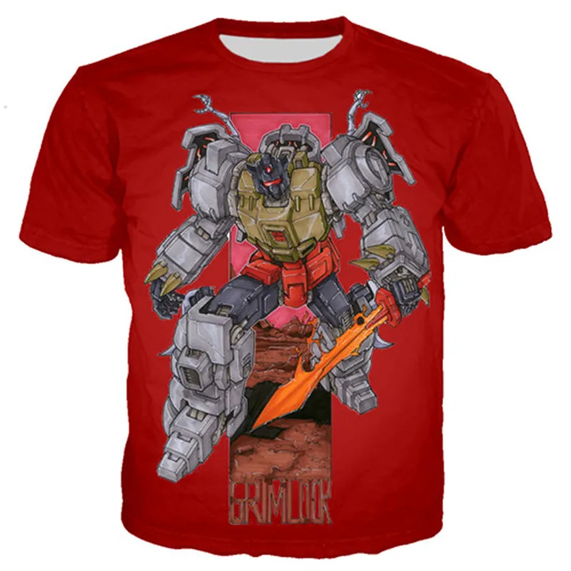 Camiseta de Transformação de Manga Curta para Crianças, Robô de Transformação Imprimir, Camisetas Meninos Bumblebee, Roupas Infantis, Verão