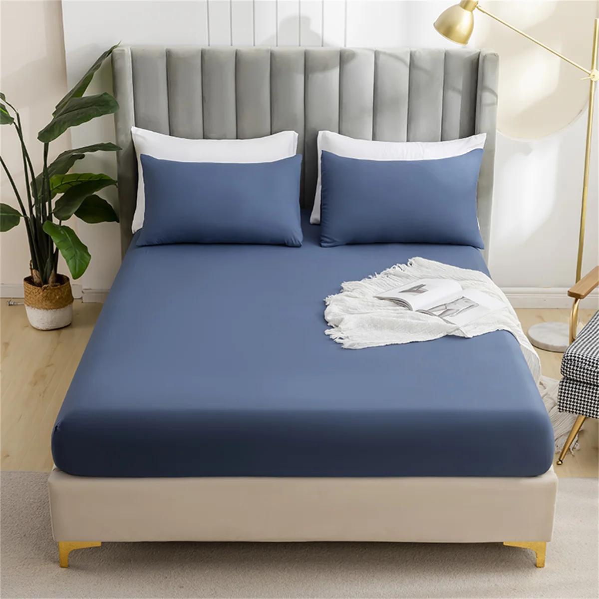 Solid Color Brushed Bedding Set,Fitted Sheet, Flat Sheet, Pillowcase,Ultra-Soft Microfiber for Luxurious Sleep,Hypoallergenic