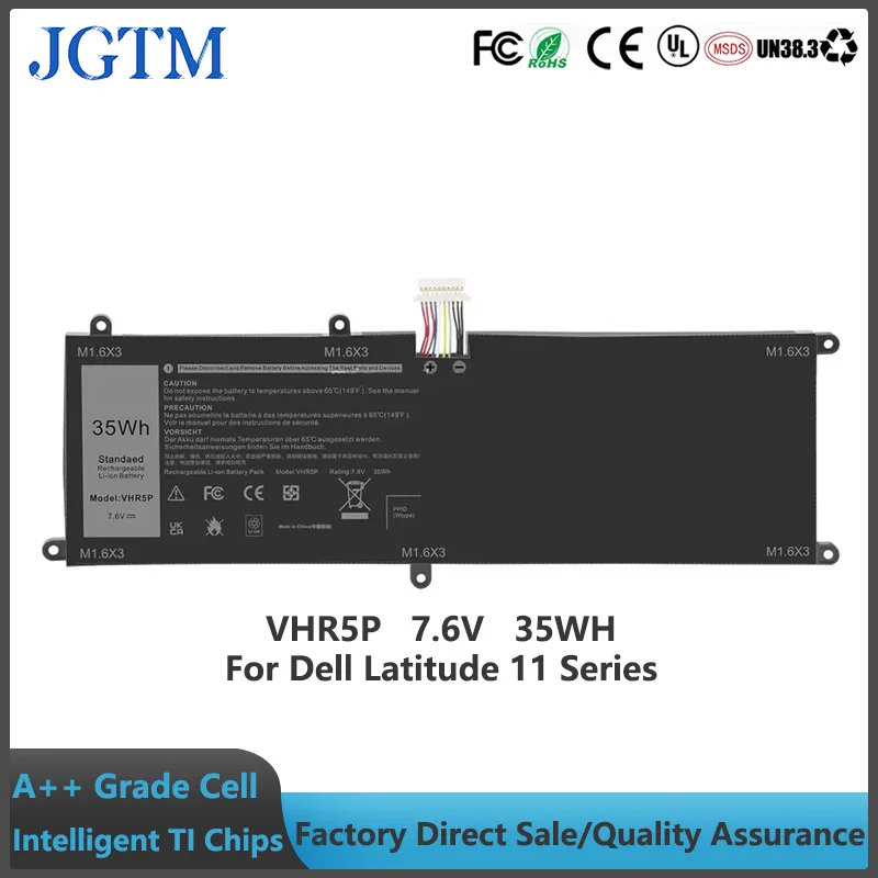 JGTM 7.6V 35Wh VHR5P Laptop Battery For Dell Latitude 11 (5175) Tablet 5179 T04E001 Battery T04E001 RHF3V 0RHF3V