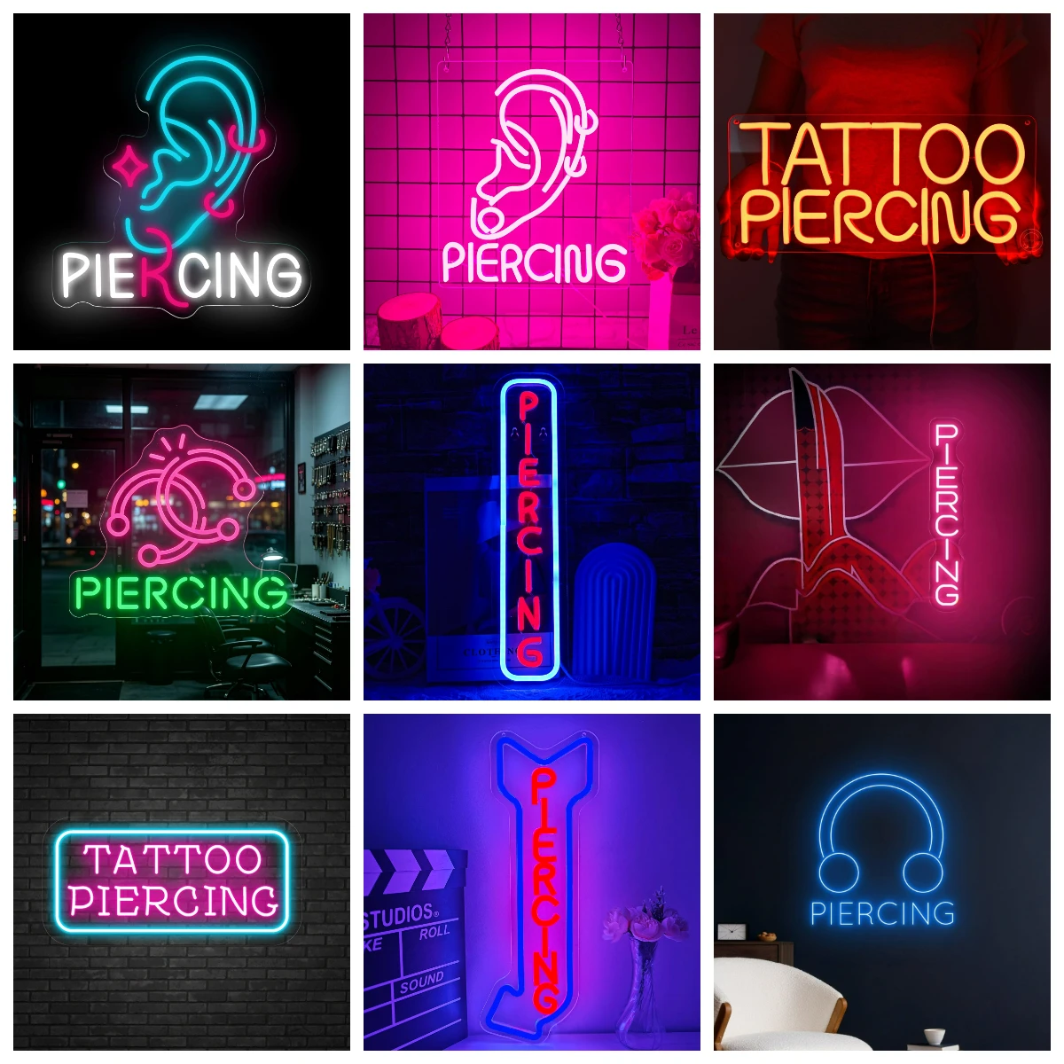 Ears Piercing Neon Sign USB Powered LED Neon Light for Beauty Shop Salons Tattoo Studios Piercing Shop Decoration Art Wall Light
