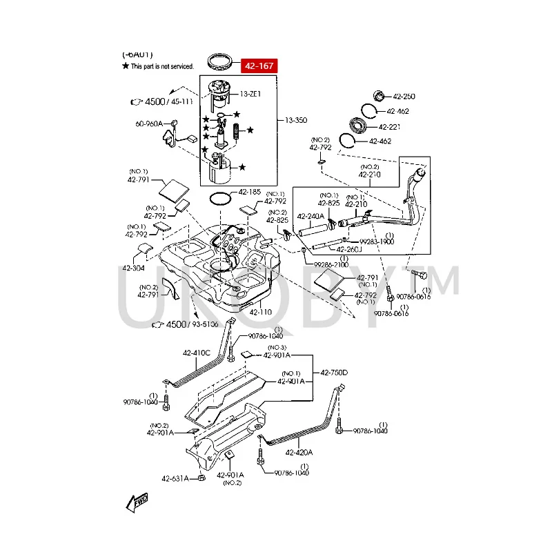GJ6A42167 مناسبة لخرطوشة فلتر البنزين Ma zd a 6، مجموعة مضخة البنزين، صامولة قفل غطاء مضخة الوقود #2