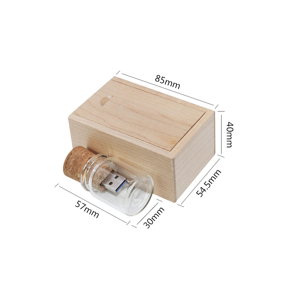 30pcs New arrival messenger bottle usb 3.0 memory stick glass drift bottle usb flash drives 16GB 32GB 64GB wooden cork pendrive