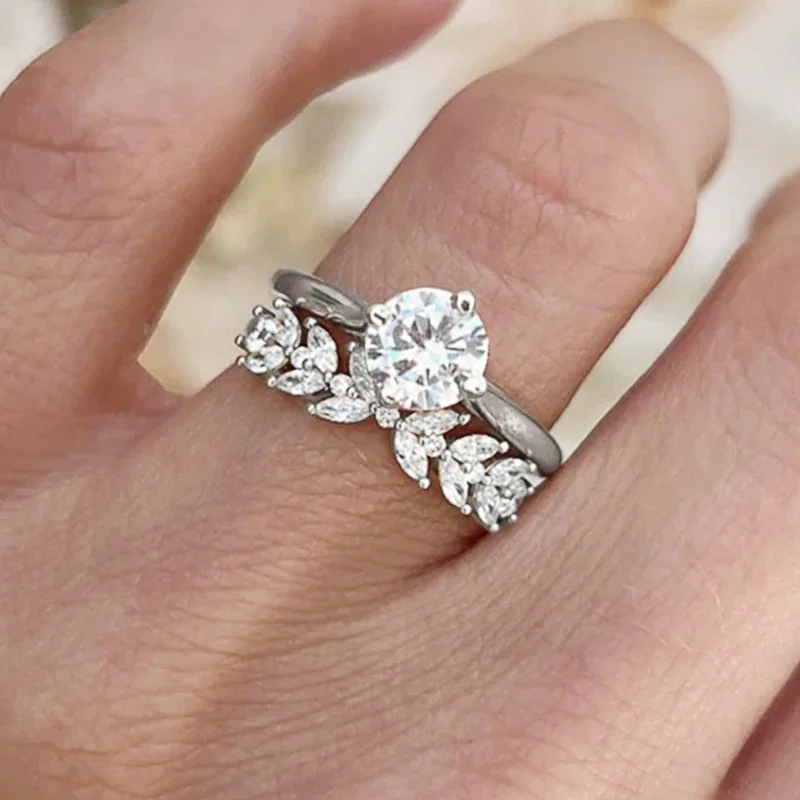 CAOSHI Luxuriant 2Pcs/Set Proposal Rings for Women Gold Color/Silver Color Wedding Engagement Temperament Jewelry Accessories