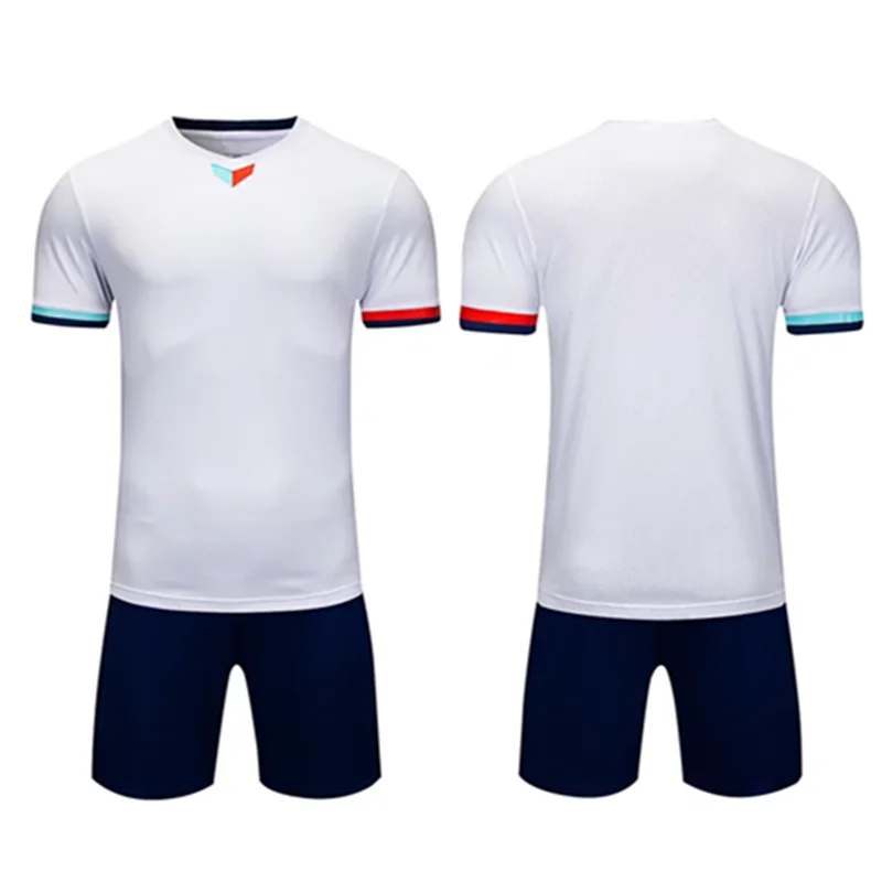 Atacado camisa de secagem rápida azul crianças conjunto uniforme de futebol camisa de futebol juvenil de qualidade tailandesa