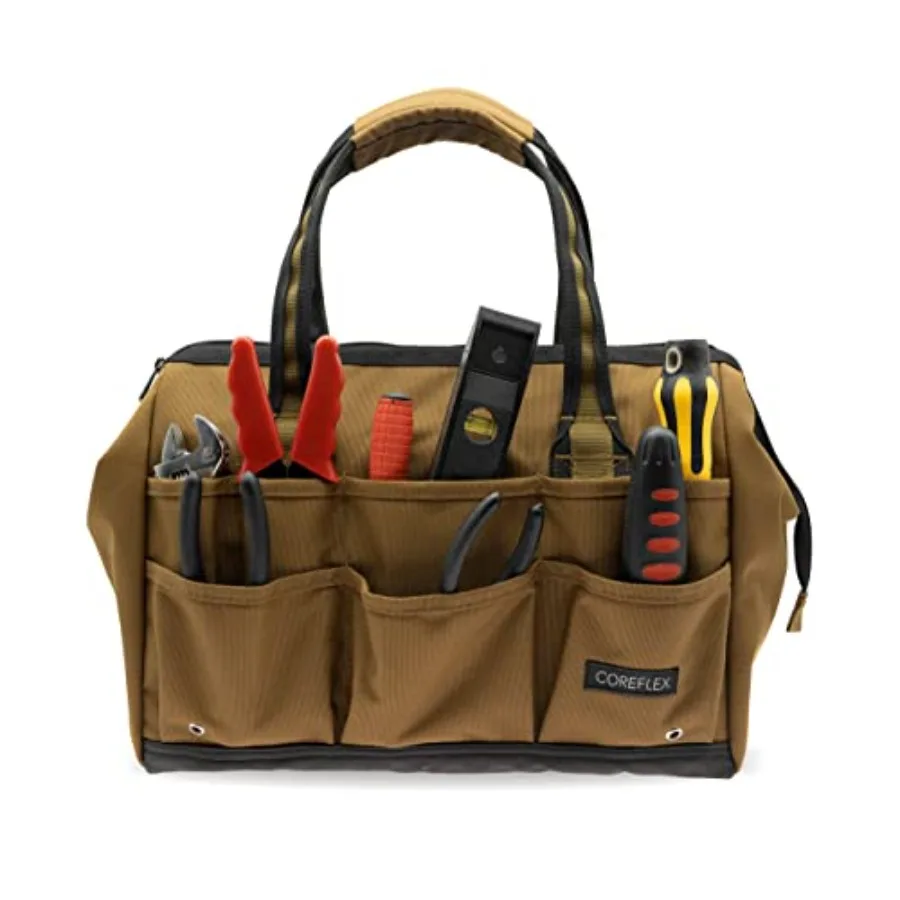

【Spot goods】14 inch Wide-Mouth Tool Bag Gear Bag Multiple Purpose - for Plumbers Electricians Handymen also good for daily use
