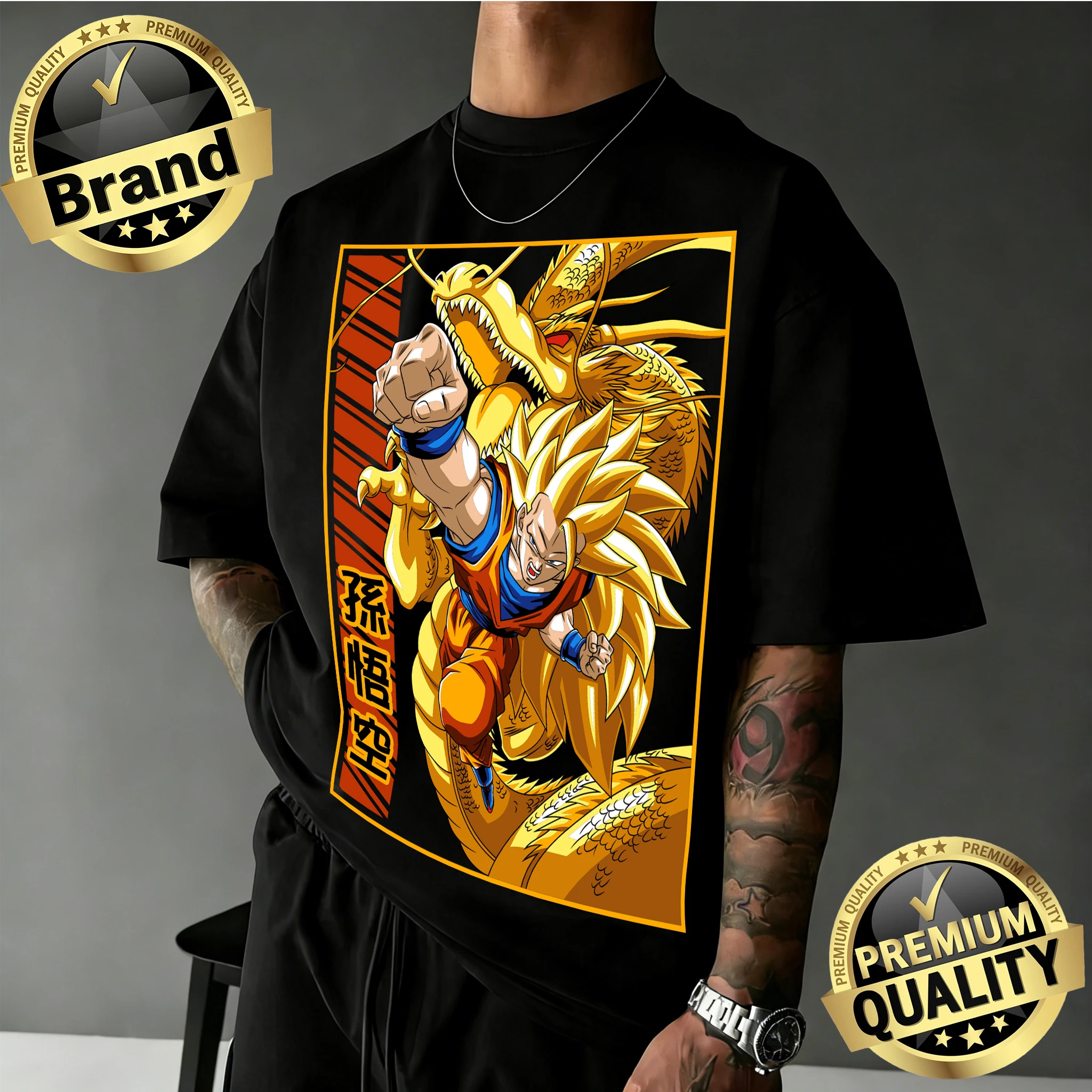 2026 Sommer Neuerscheinung Dragon Ball Übergroßes Retro Anime T-Shirt |   Goku Super Saiyan 3 Retro-Grafikdruck 100% Baumwolle Y2k T-Shirt