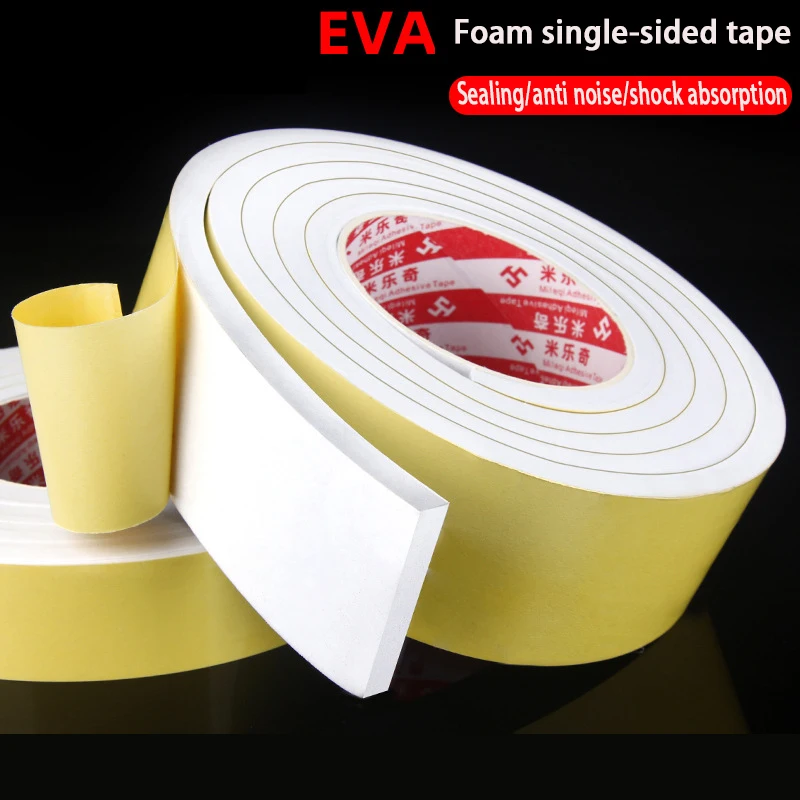 EVA Single Side White Foam Tape 5mm 8mm 10mm Thickening Self-adhesive Sealant Strip Heat Insulation Anti Collision Foam Tape