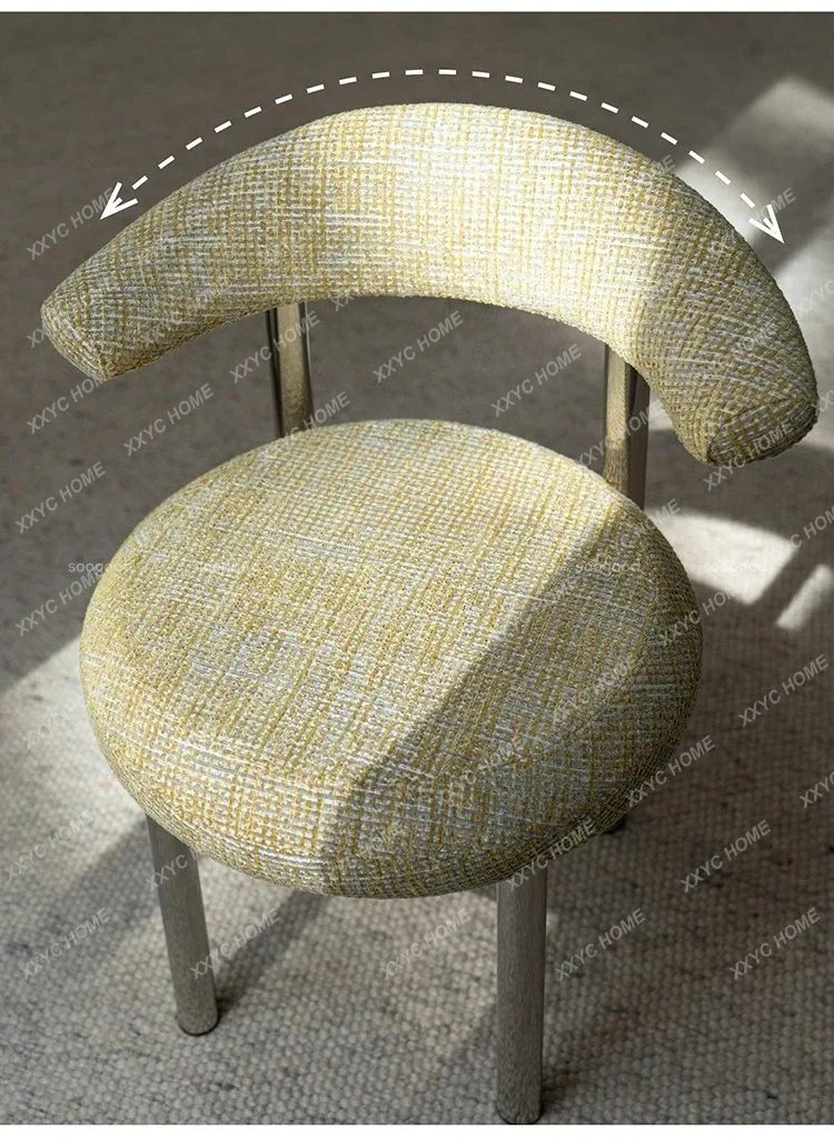 

JJFrench Medieval Horn Dining Chair Nordic Living Room Light Luxury Minimalist Dressing Back Chair Metal Stainless Steel Chair