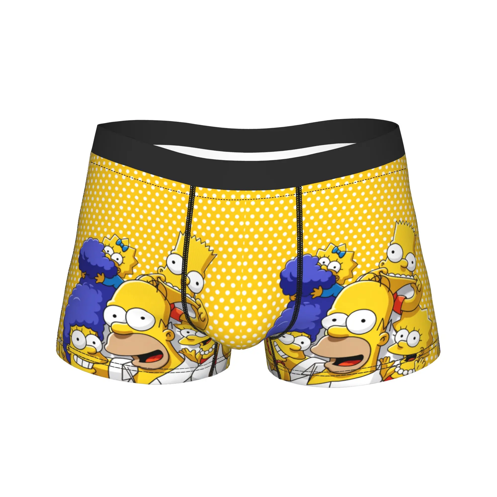 Cartoon S-Simpsons Family Portrait Underwear  Men's Panties Custom Elastic Trunk Trenky Boxer Brief Plus Size