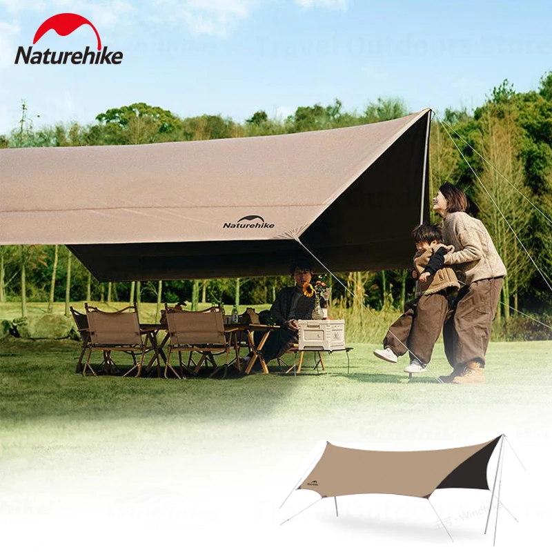 Naturehike UV Waterproof PU5000+ Camping Sun Shelter Vinyl Outdoor Tarp Tent Sunshade Black Coating Canopy Awning Octagonal Trap