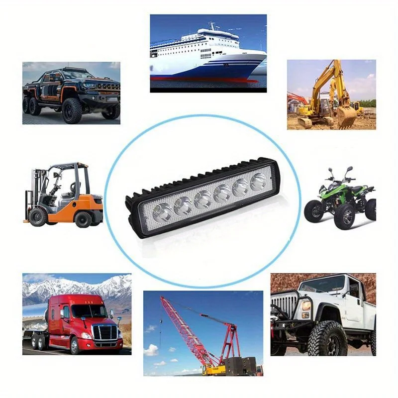 18W12V 6 LED Car LED Work Light DRL Spotlight High Bright Waterproof Auto Offroad SUV Truck Headlights Driving Lamp