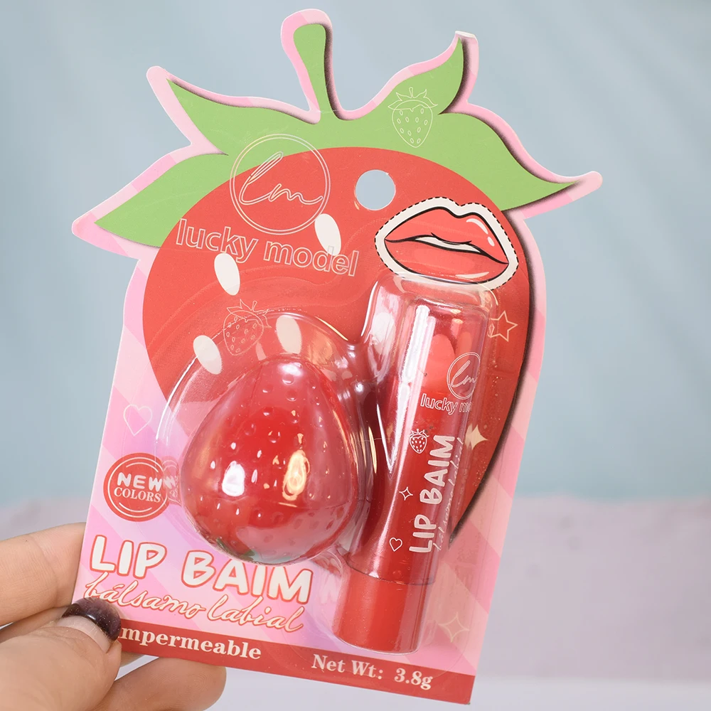 귀여운 딸기 립밤 세트 변색 주름 개선 보습 수분 공급 슬립 립 리페어 립 메이크업