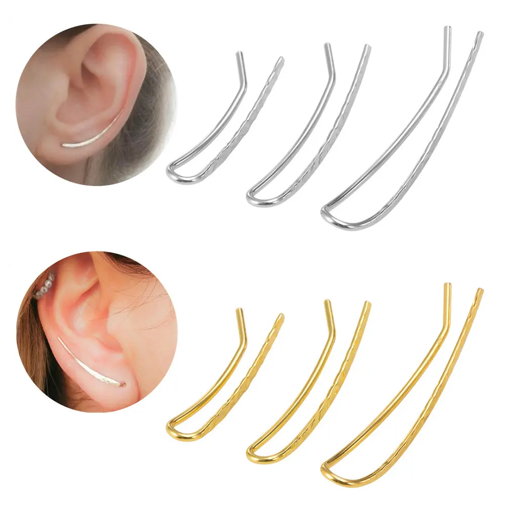 Leosoxs 1 Pcs Simple Fashion U Shape Woman Ear Clip Earrings Spot Wholesale Minimalist Curved Earrings Jewelry Piercing