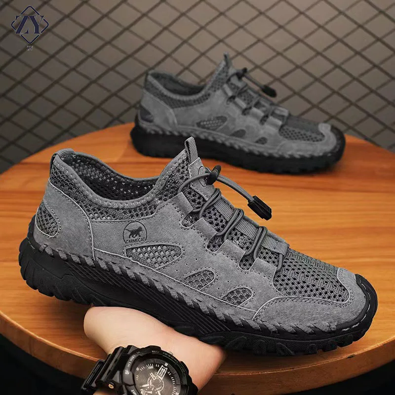 

2024 Hiking Shoes Men Mesh Sneakers Breathable Fashion Black Mountain Shoes Boy Autumn Summer Work Shoes Men Aqua Shoe Outdoor