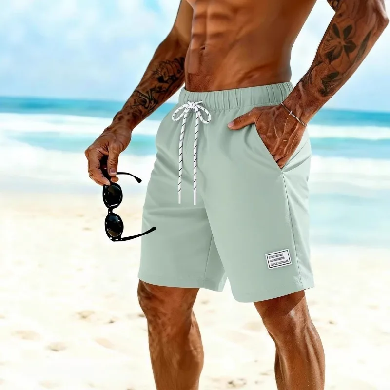 

Men's Quick Dry Drawstring Beach Shorts Elastic Waist Swim Trunks with Pockets for Summer Surfing Vaion