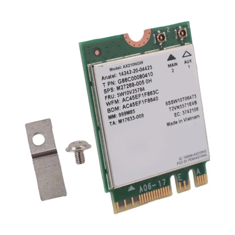 AT82-AX210 AX210NGW Network Card M.2 NGFF 2.4Ghz/5G WI-FI 6E 2400Mbps Wifi Card 802.11Ax Bluetooth 5.2 Wifi Adapter