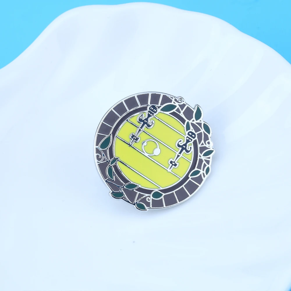 Retro Kreatywna Broszka Emaliowana w Kształcie Okrągłych Drzwi, Przypinka do Klapy, Ozdoba do Płaszcza, Plecaka, Kapelusza, Metalowa Odznaka, Akcesoria do Ubrań Cosplay, Biżuteria, Prezent