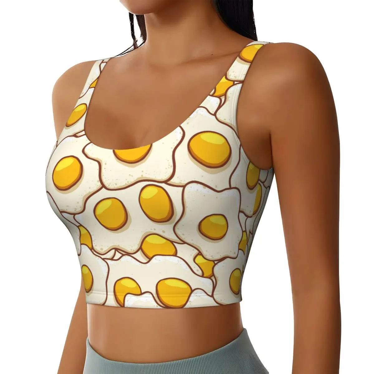 Eggs Pattern Women's Sports Bras U-Shaped Back Athletic Shirts Bra Vest for Workout Gym Running Top Women Clothing