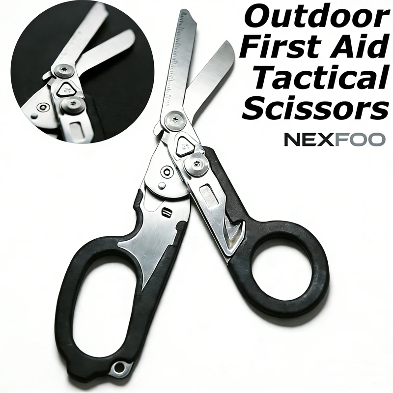 

Multifunctional Tactical Folding Scissors – First Aid Expert Outdoor Survival Combination Gadget for Travel & Rescue Tasks