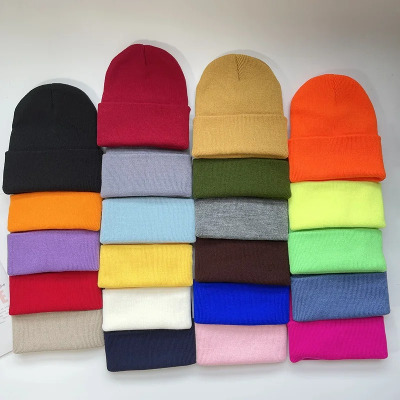 Winter Beanies,Hats For Women Men,Solid Warm Soft Knitted Hats,Beanies,Girl Acrylic Caps,Women\'s Skullies Beanies,Hats,Wholesale