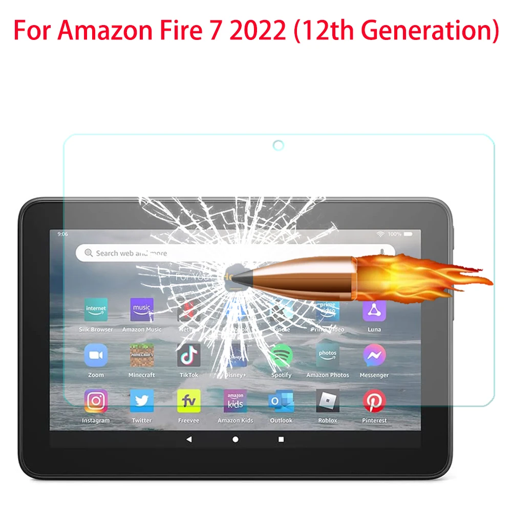 Ochraniacz ekranu ze szkła hartowanego 9H dla Amazon Kindle Fire 7 2022 Folia ochronna 12. generacji dla zupełnie nowego Fire 7 2022