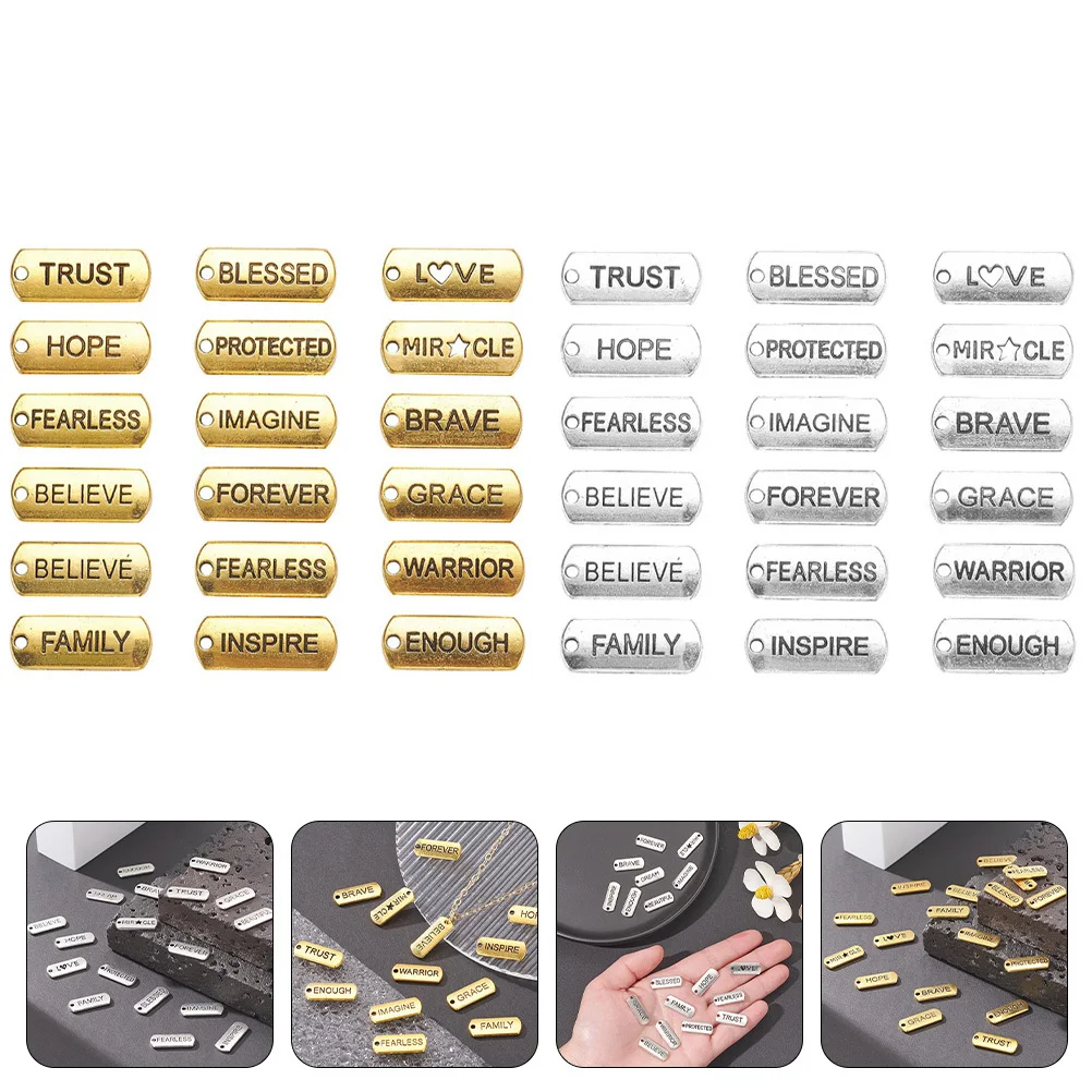 

36Pcs Alloy Charm Pendants Inspirational Word Motivational Charms for DIY Jewelry Making Bracelets Necklaces Keychains Craft