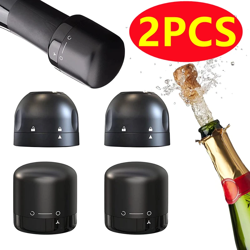 Mới 2 Chiếc Máy Hút Đỏ Nắp Chai Rượu Vang Núm Silicone Kín Champagne Nút Chặn Chai Hút Chân Không Giữ Được Độ Tươi Ngon Rượu Cắm Thanh dụng Cụ