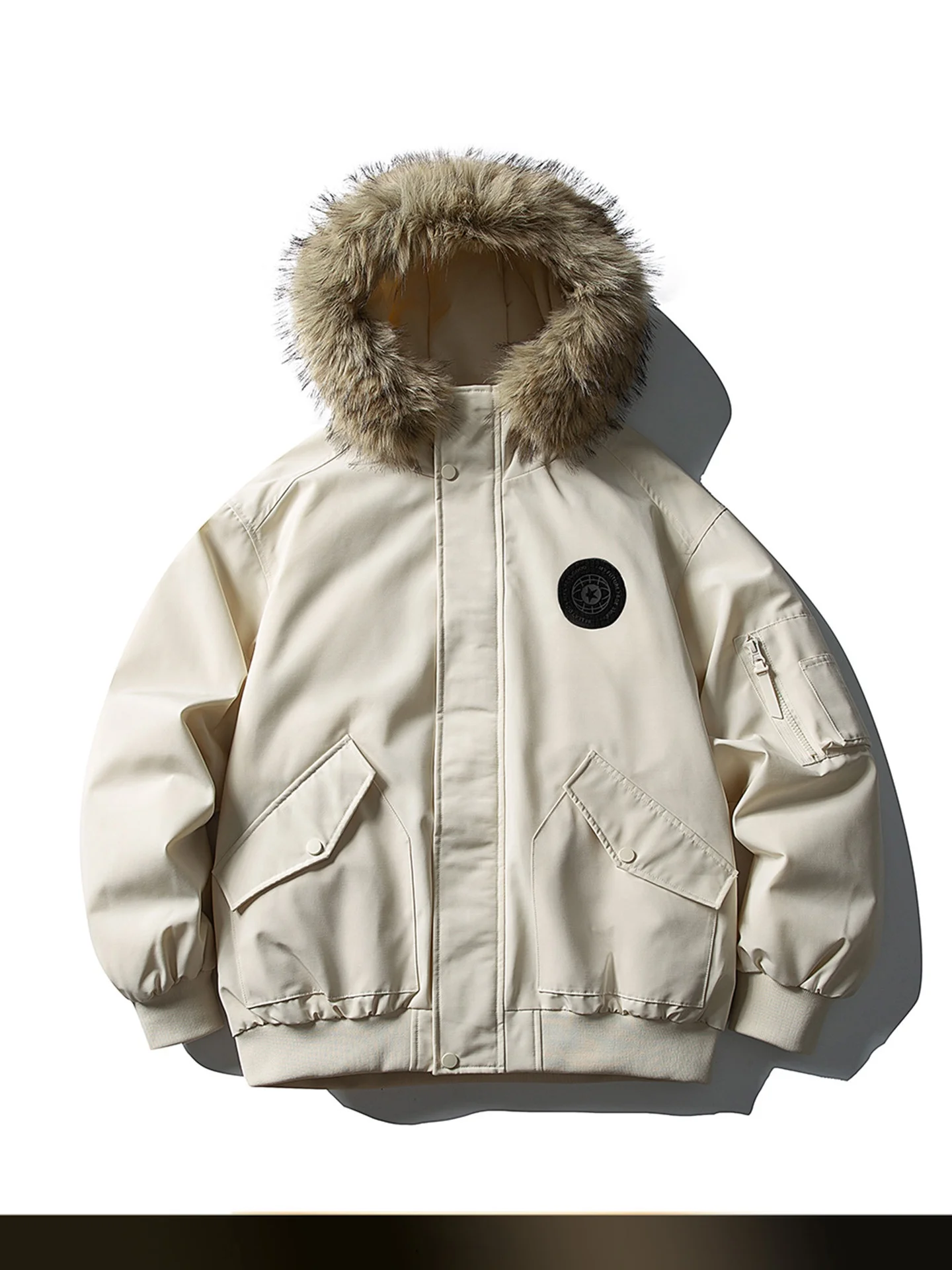 

Зимняя куртка-пилот NTED в американском ретро-стиле с отстегивающимся меховым воротником и капюшоном, 90% пух, теплая, для защиты от холода, молодежная верхняя одежда