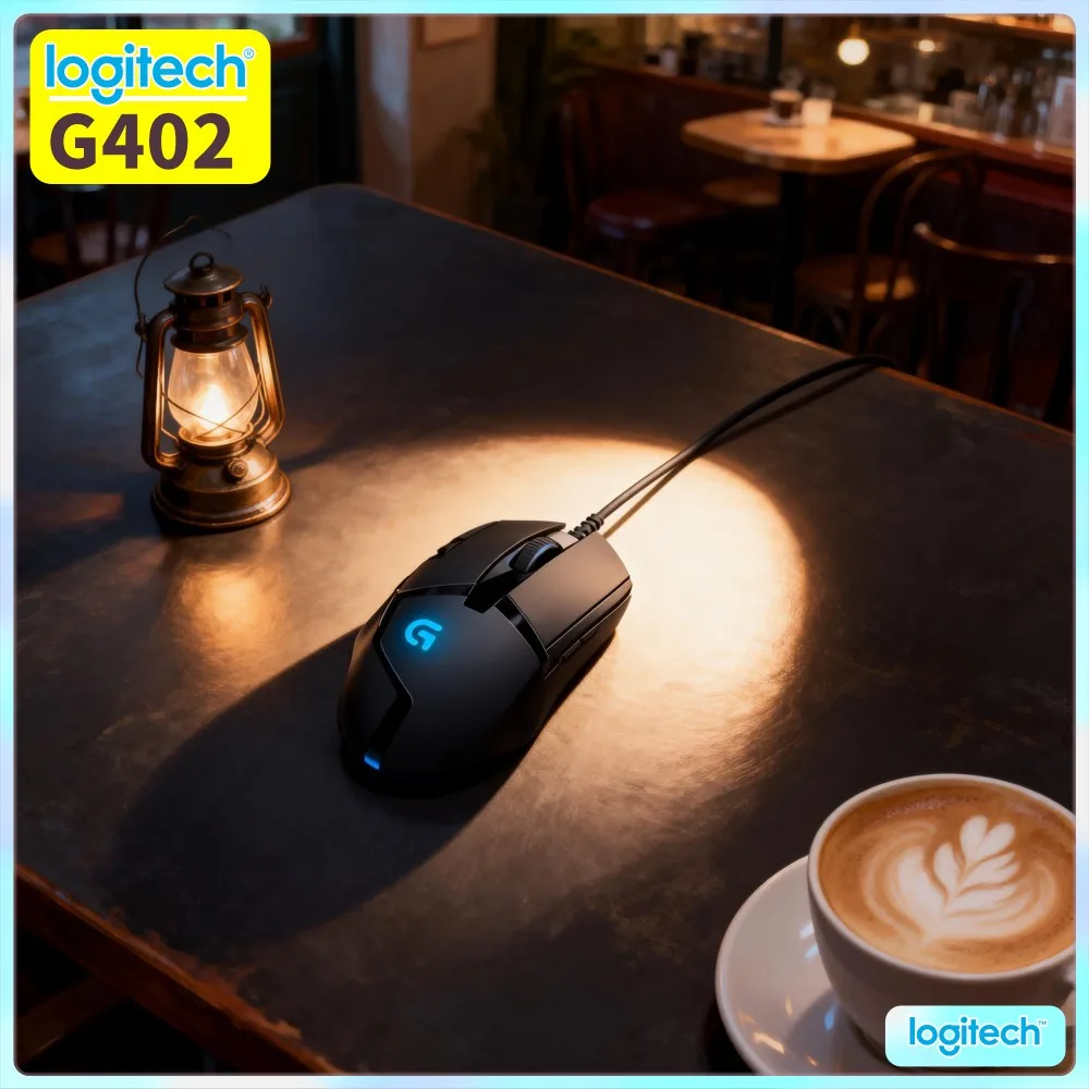 Logitech G402 Wired Gaming Mouse Delta Zero Optical Sensor 500+ IPS 8 Buttons 4 DPI Modes Anti-Slip For Long Sessions