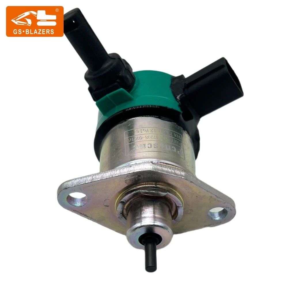 Excavator Fuel Stop Flameout Solenoid Valve 17208-60016 for KUBOTA V3600 12V Excavator Parts