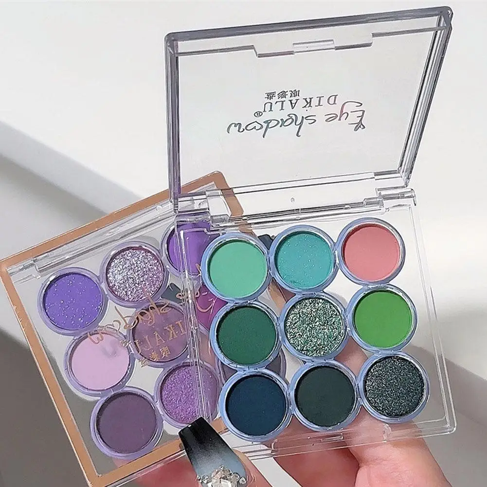 9 Color Eyeshadow Palette Charming Purple Retro Olive Powder Eyeshadow Matte Waterproof Lasting Glitter Long Green Cosmetic A8W2