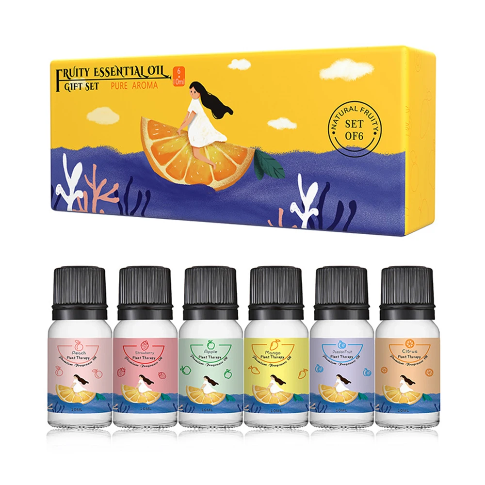 Fruit Fragrance Oils Set for Diffuser Candle Soap Making Premium Fragrance Essential Oil Gift Set Aromatherapy Oils Peach Apple