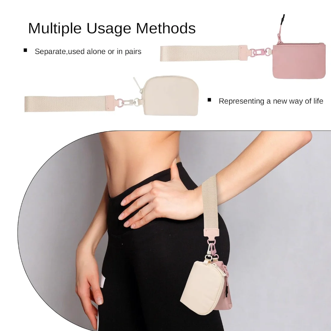 Portable Wristlet Pouch Two Zip Mini Wallet Pouch For Mum Women Wallet Black Wristlet Wallet Pouch Coin Purse Women Coin Pocket