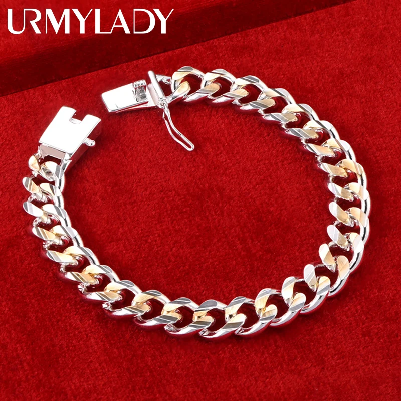 925 Silver gold exquisite 10mm chain men women Chain noble wedding bracelet fashion charm wedding birthday gift some style