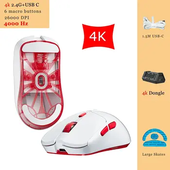 Phylina 초경량 무선 게이밍 마우스, 프로그래밍 가능, 26000dpi, 2.4g, USB C 유선 충전식 마우스 선물, Paw3395, S450  Best5