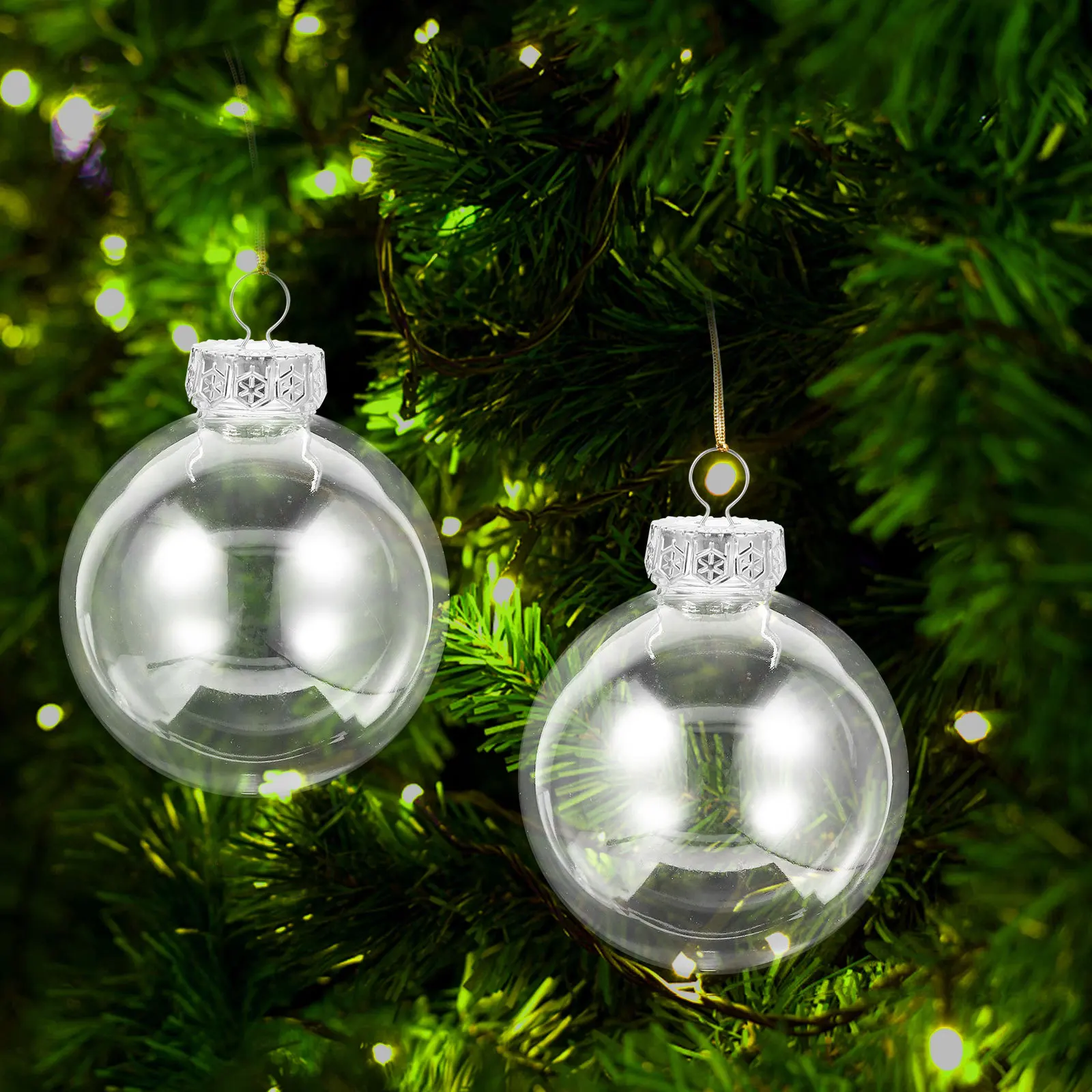 

25Pcs Transparent Ornament Balls Clear Fillable Christmas Baubles 8Cm Plastic Shatterproof Ornaments DIY Crafts Wedding Party