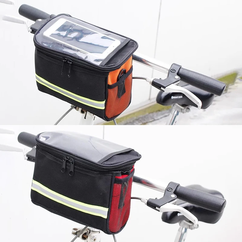 Cycling Bike Bicycle Insulated Front Bag MTB Bike Handlebar Bag Basket Pannier Cooler Bag With Reflective Strip