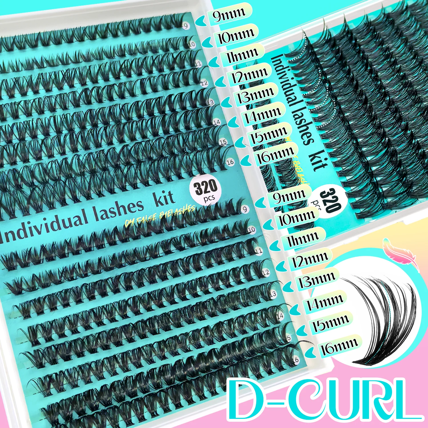Kit de cílios finos e macios de penas em cluster 320/790 – glamour diário sem esforço com mistura de comprimento curvado! Extensões naturais ultDelicadas