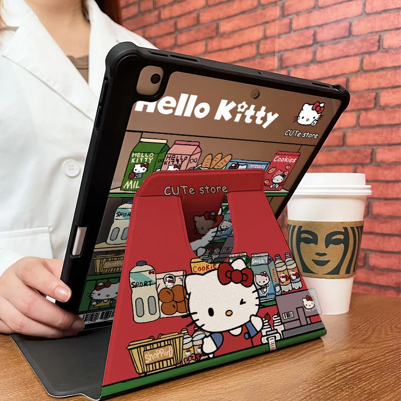 Cute Miniso Hello Kittys Ipad 10 Case Anime Cartoon Tablet Mini 6 5 4 9.7 10.2 Inch Acrylic Rotate Air 6 5 4 13 Inch Girl Gifts