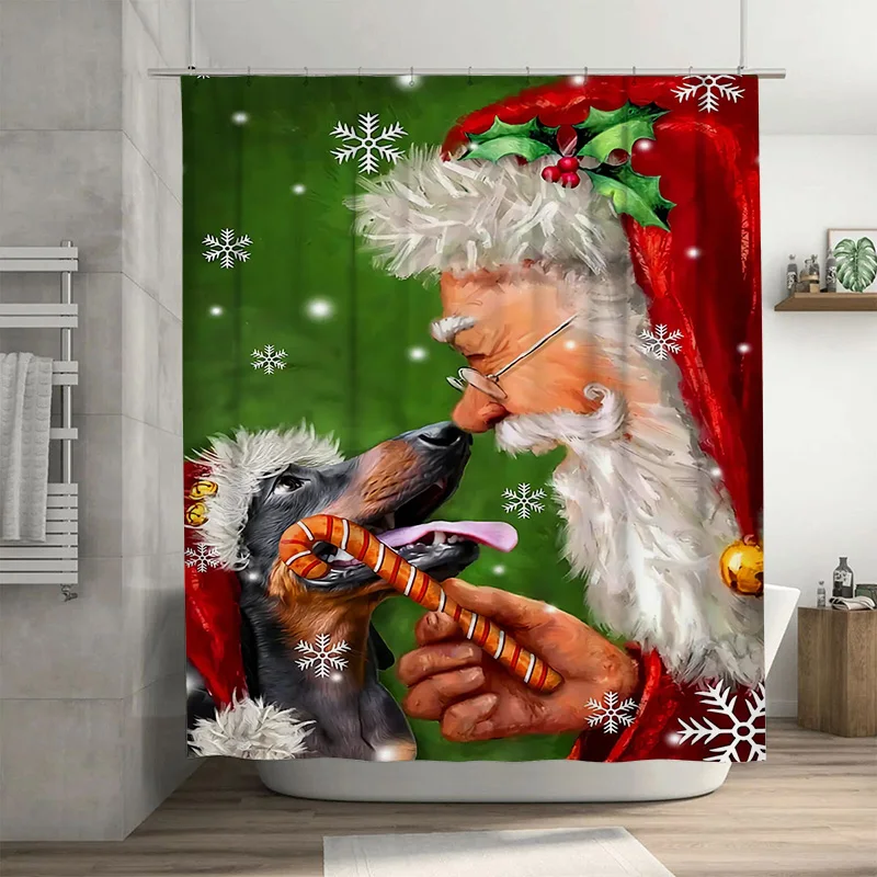 

Tuniu Праздничная занавеска для ванны с лапами Санта-Клауса, забавная рождественская занавеска для душа, милый декор для любителей домашних животных, уникальный домашний акцент, Adorabl