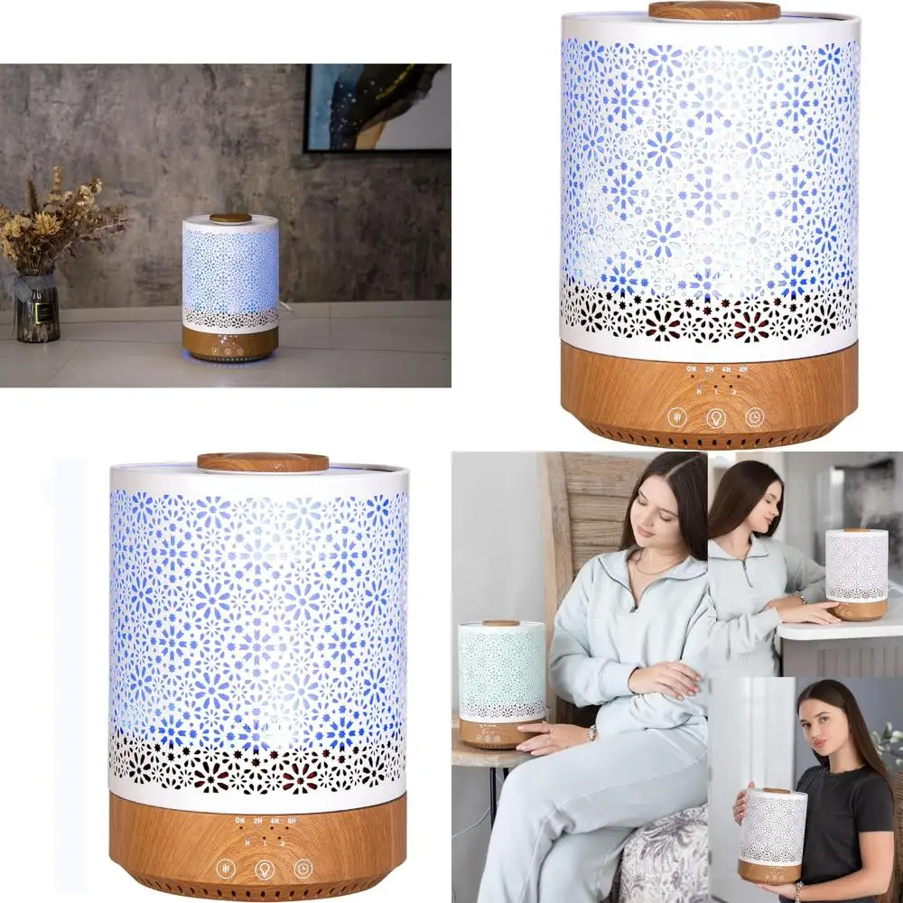 

Ультразвуковой увлажнитель воздуха большой емкости 2500 мл с аромадиффузором, LED-подсветкой и дизайном под дерево для дома и детских комнат