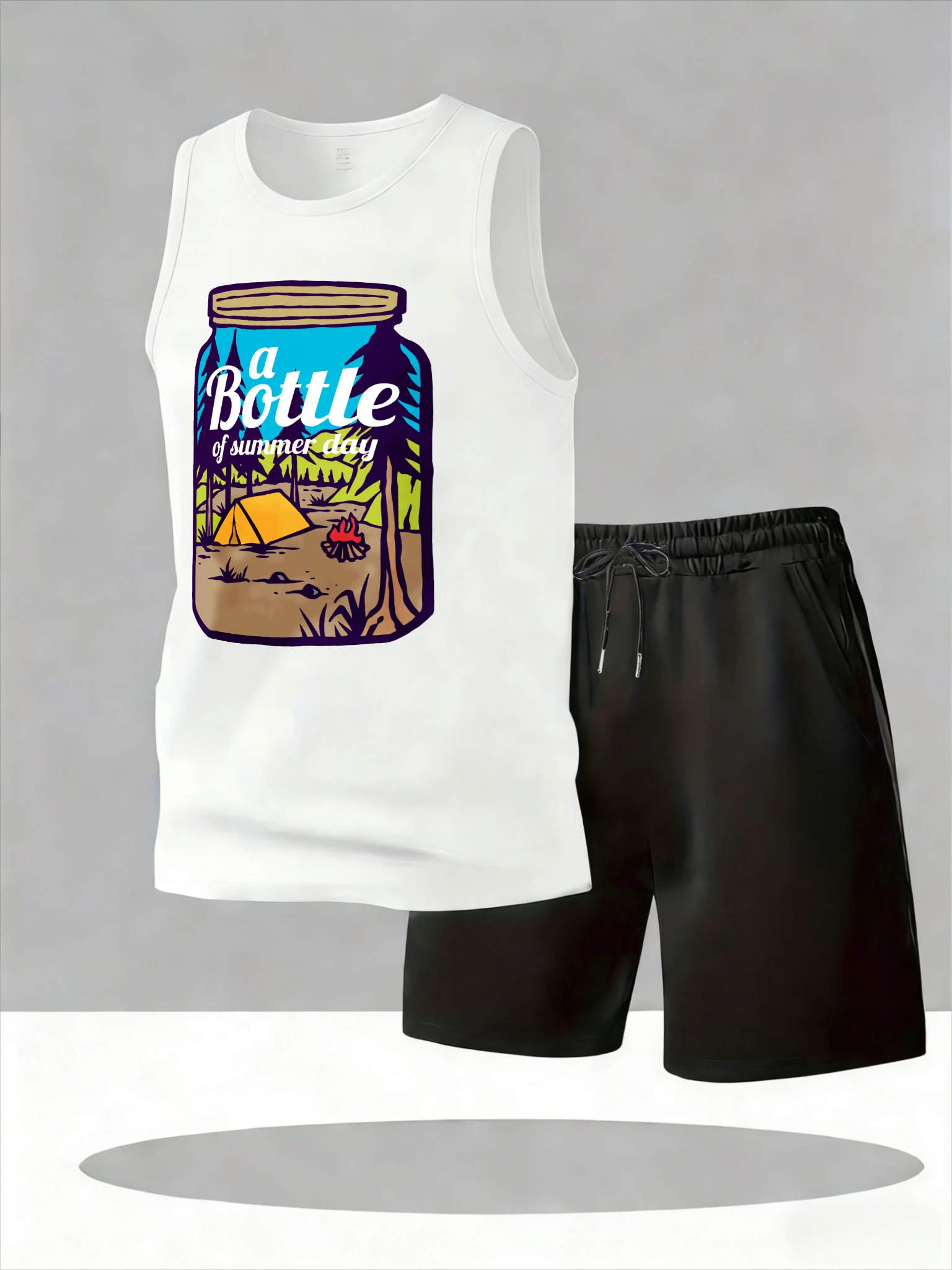 

Men's Tank Top Sets 2026 Summer Quick drying running crewneck Suit for man seaside sports Breathable oversize two-piece set