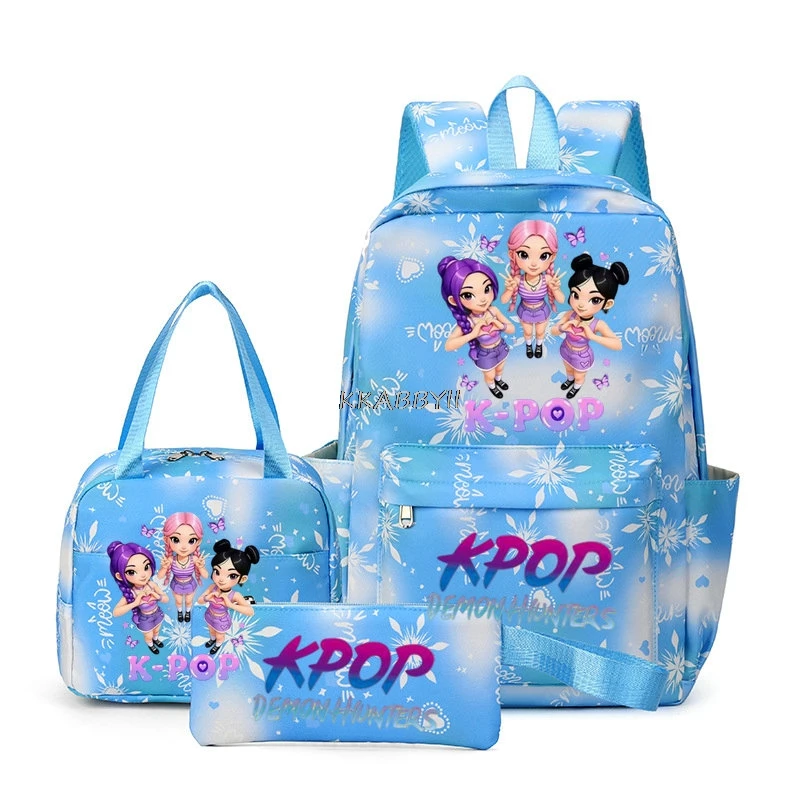 Mochila KPop Demon Hunters com estampa para adolescentes, mochila escolar com bolsa de ombro para uso diário, mochilas de viagem femininas