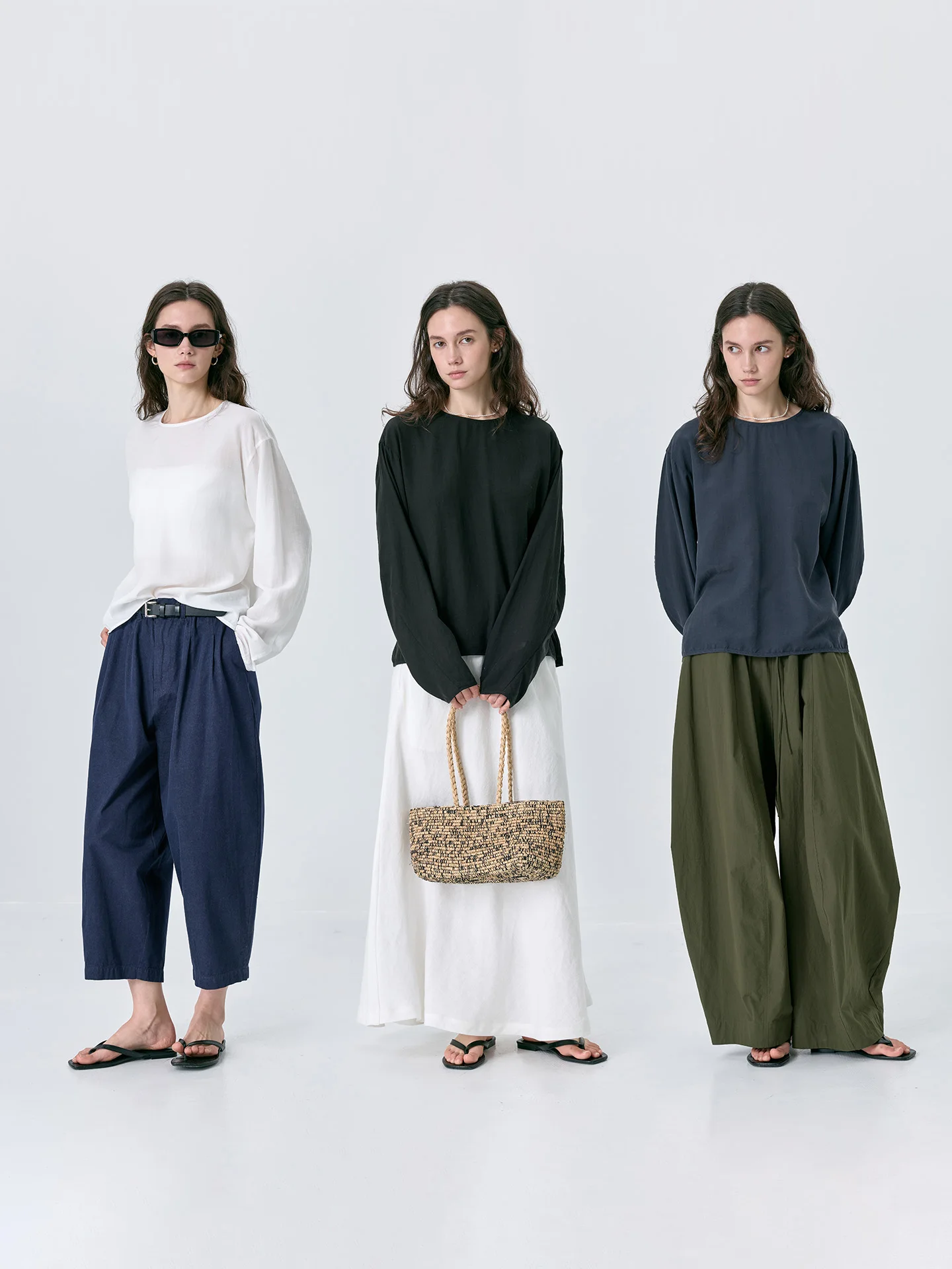 

Легкая дышащая льняная рубашка с длинным рукавом и круглым вырезом для женщин, свободного кроя, стройнящая, с защитой от солнца, черная/белая