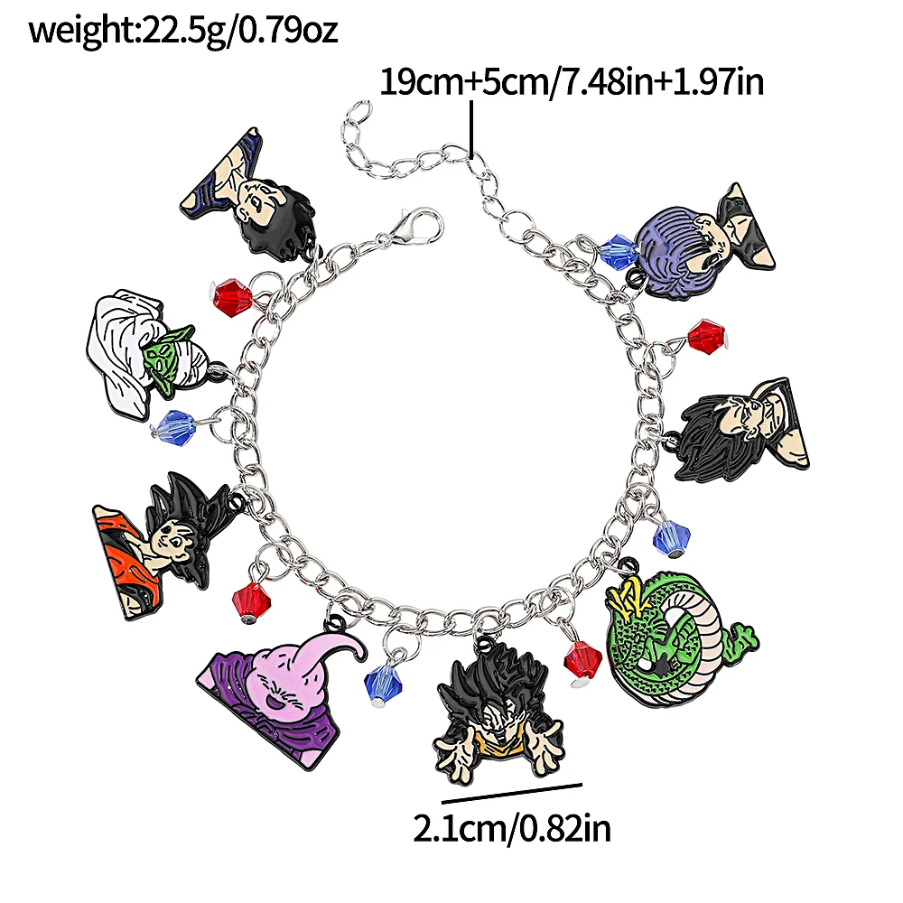 Anime Cosplay Bracelet Goku Vegeta Piccolo Majin Buu Shenron Enamel Pendant Chain Bangle Charm Jewelry Gift for Fans
