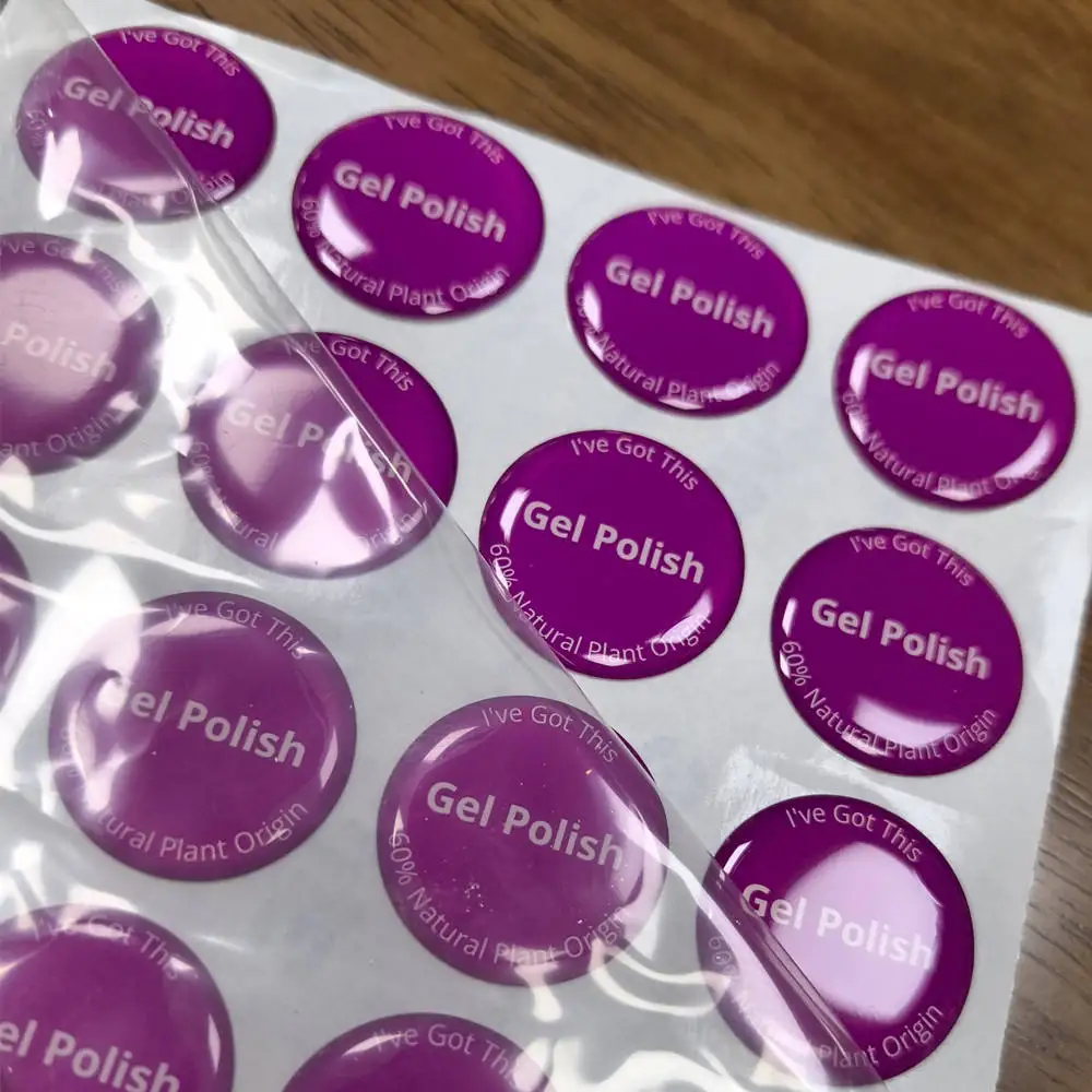 Custom self-adhesive waterproof label printing transparent gel brand logo sticker 3D epoxy dome label sticker