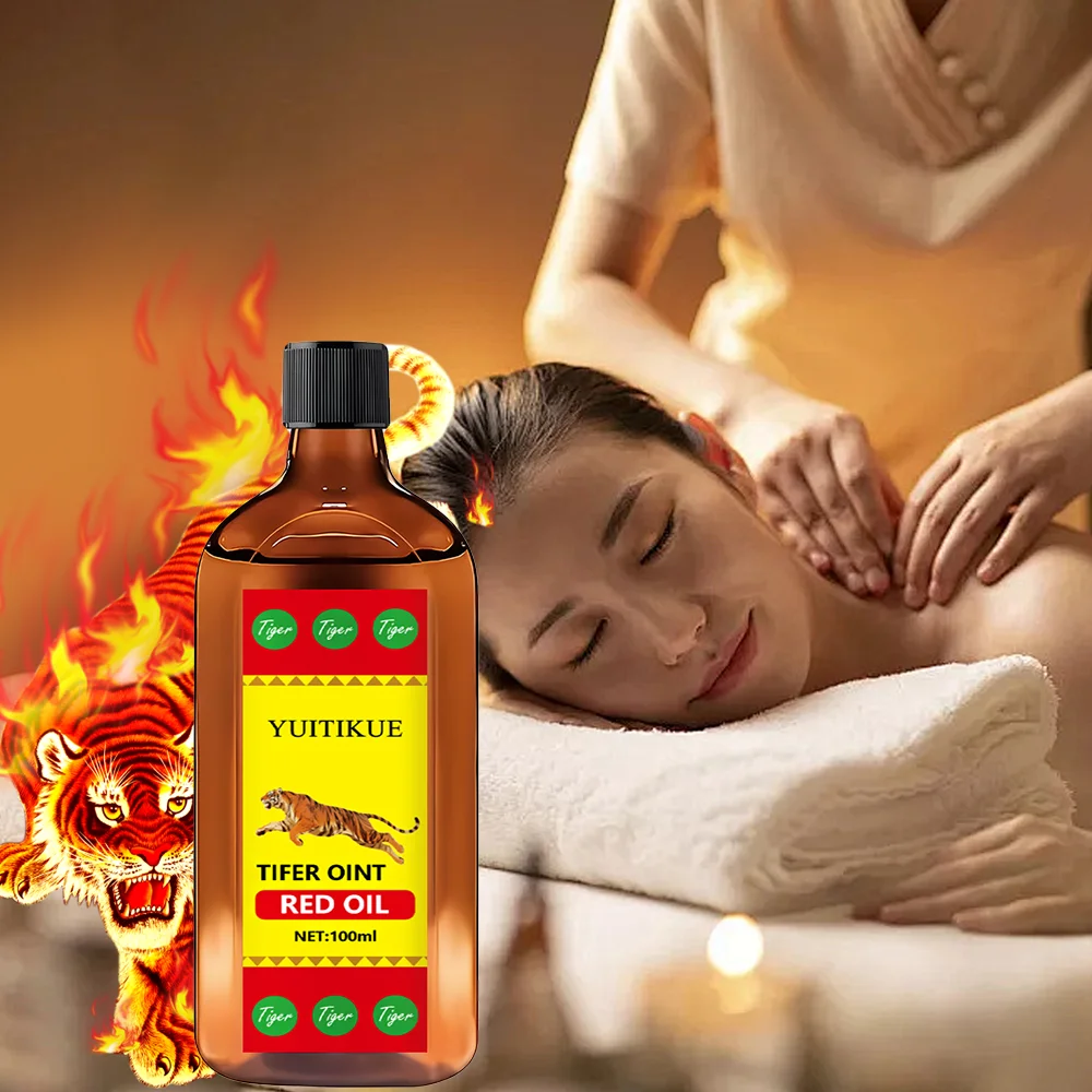 YUITIKUE Tifer Oint Red Oil 100 مل - تركيبة النمر لتدليك العضلات والمفاصل، الرياضة والاستخدام اليومي، للجميع