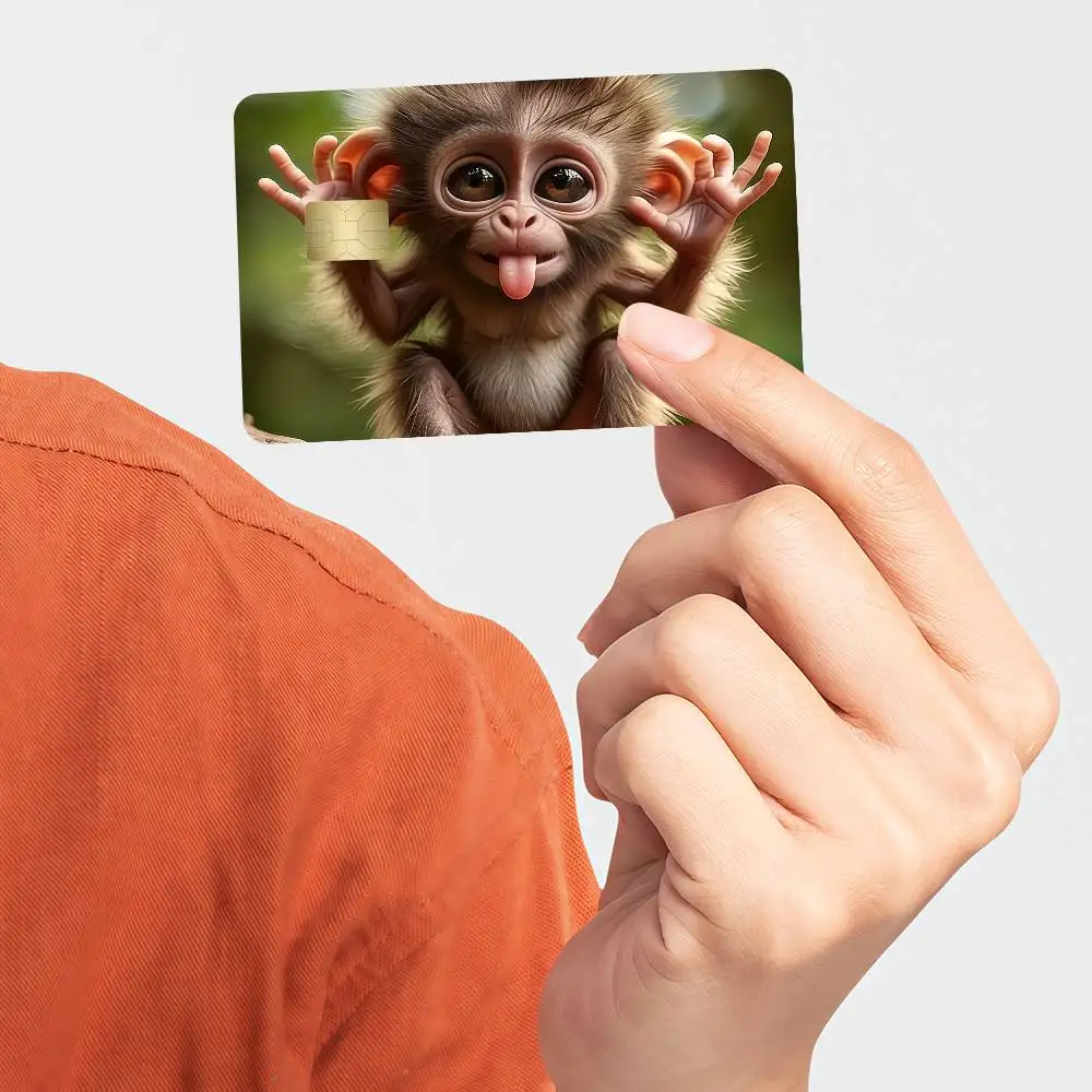 Funny Monkey Credit Card Skin Stickers for Bank Card Bus Metro Card Sticker Waterproof