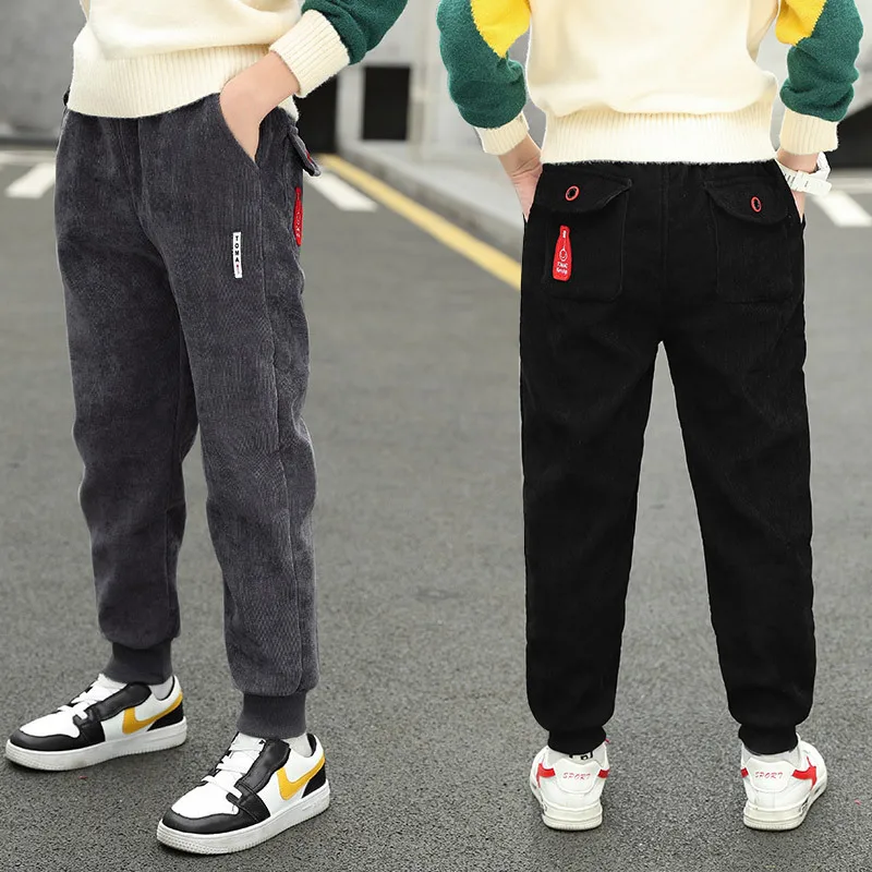 

Boys Corduroy Pants Korean Fashion Spring Kids Casual Long Pants For Children Teenage Boy Gray Black Trousers For 6 8 10 12 14Y