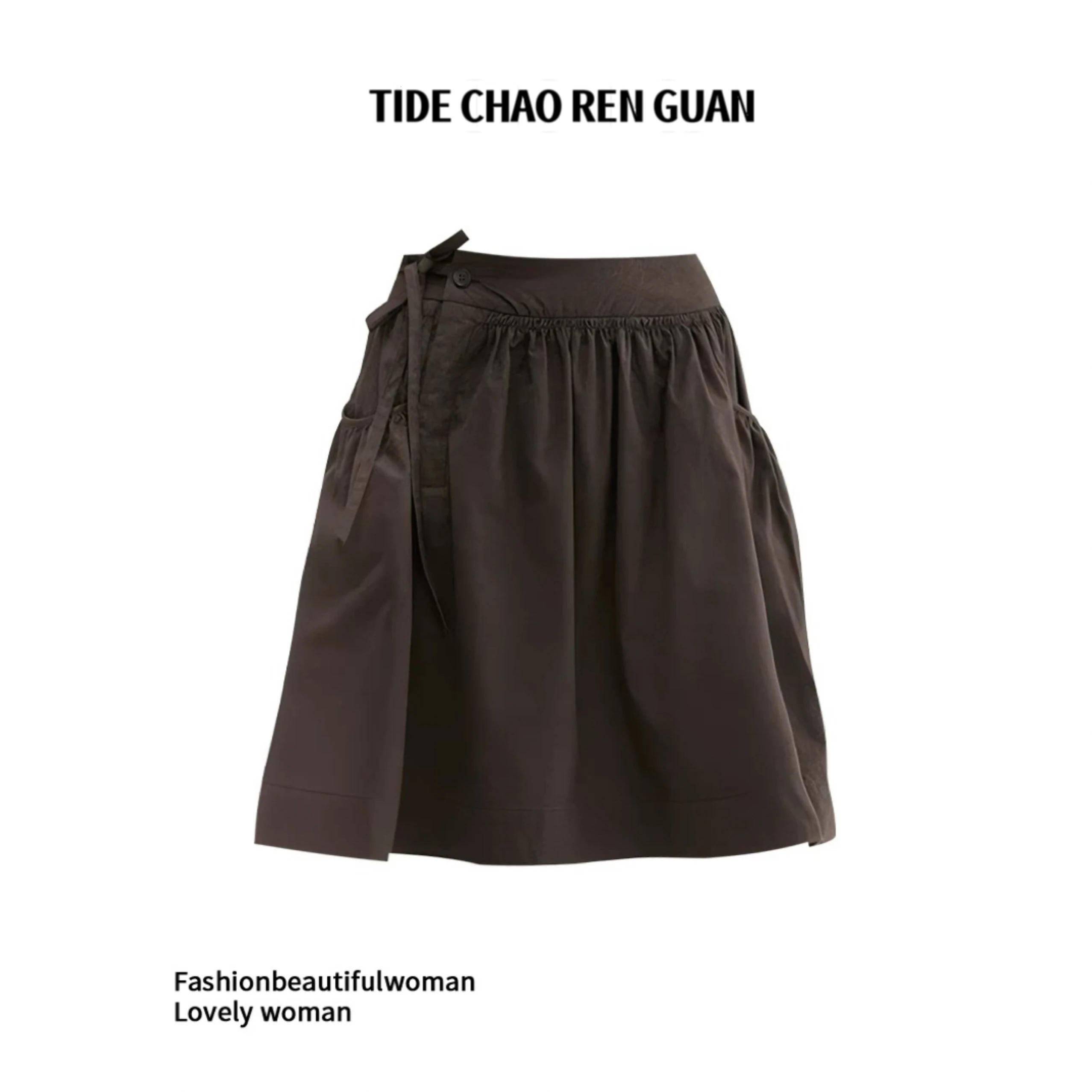 

High Waist Bow Tie ort Skirt Women's Spring Summer New Sle Japanese Sle ket Pleated f Body Skirt A-Line Stand Fit